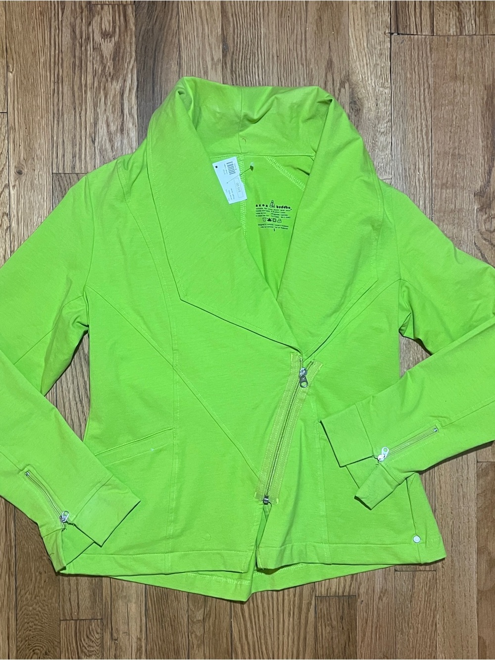 NWT Neon Buddha Abigail Jacket S Green Full Zip Urban Green Moto Asymmetrical